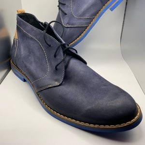 V Italia Men’s Boots Blue Leather Side Zip Size 12US / 45EU
